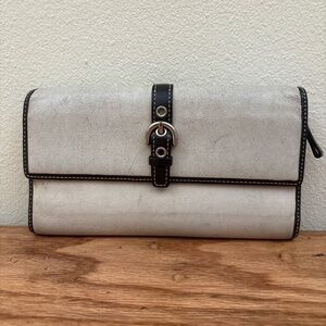 Coach Soho Wallet Trifold Organizer White Brown Leather Vintage Y2K Needs Work